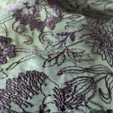 画像4: 【日本製】刺繍レース生地　約60cm×約1.2ｍ　緑の刺繍南国風ボタニカル刺繍生地 (4)