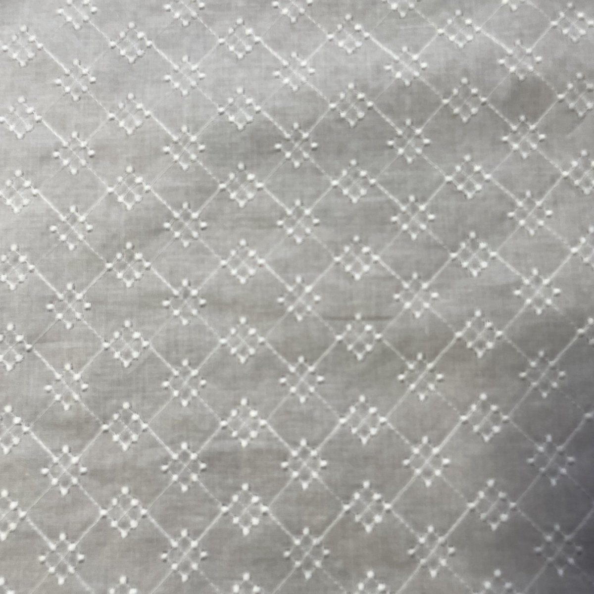 画像3: 【高品質な日本製】約幅110ｃｍ！広幅綿レース　ひし形ドット柄オフホワイト　5m (3)