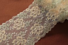 画像1: 【日本製】ラッセルストレッチレース　イエローグリーン　幅17.2cm　薔薇柄　高品質な日本製　3m (1)