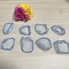 画像1: ８枚セット！幅4ｃｍふわふわお花のモチーフ　ブルー (1)