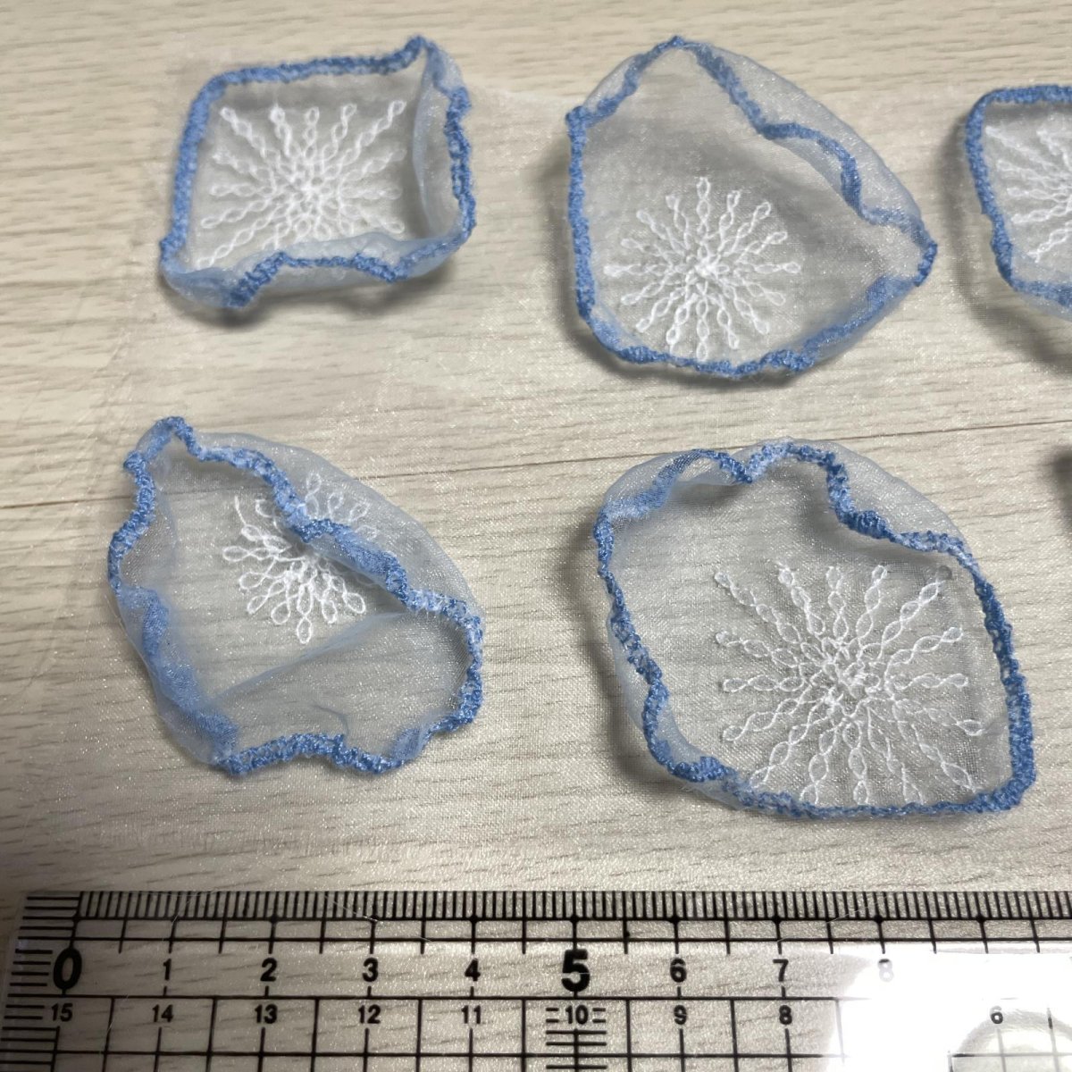 画像6: ８枚セット！幅4ｃｍふわふわお花のモチーフ　ブルー (6)