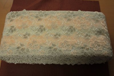 画像3: 【日本製】ラッセルストレッチレース　イエローグリーン　幅17.2cm　薔薇柄　高品質な日本製　3m