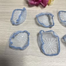 画像3: ８枚セット！幅4ｃｍふわふわお花のモチーフ　ブルー (3)