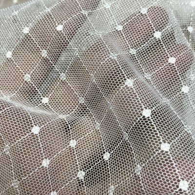 画像2: 【高品質な日本製】約幅110ｃｍ！広幅チュールネット　ドット柄刺繍チュールレース生地　オフホワイト　2m