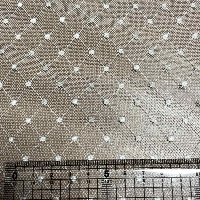 画像1: 【高品質な日本製】約幅110ｃｍ！広幅チュールネット　ドット柄刺繍チュールレース生地　オフホワイト　2m
