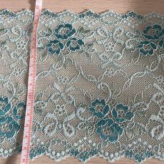 画像4: 【日本製】ラッセルストレッチレース　ペパーミントグリーン　幅17.2cm　薔薇柄　3ｍ巻 (4)