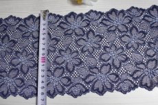 画像6: 【日本製】ラッセルストレッチレース　シックなネイビー　幅16cm　綺麗な花柄　５m (6)