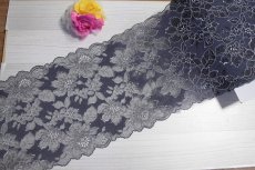 画像7: 【日本製】ラッセルストレッチレース　シャドウグレー　幅16.5cmハワイアン薔薇柄　5ｍ巻 (7)