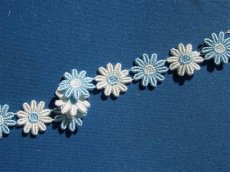 画像2: 【在庫のみ】1ｍ！幅1.9cmロマンティックな花柄ケミカルレース　ブルーとオフホワイト　日本製 (2)