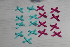 画像3: 【1点限り】17個セット！幅3.5cmリボンモチーフ　ターコイズグリーンと濃いピンク　ハンドメイドに (3)