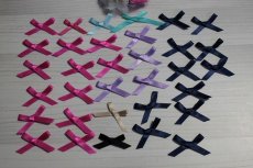 画像1: 【1点限り】33個セット！幅4cmリボンモチーフ　ピンク、ネイビー、パープル、ターコイズ、ゴールド　ハンドメイドに (1)