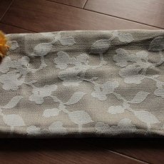 画像1: 【日本製】刺繍レース生地　約35cm×約70cｍ　ボタニカル柄　ベージュブラウン (1)