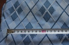 画像3: 【日本製】刺繍レース生地　約70cm×約1.3ｍ　グレーの刺繍糸ダイヤ柄さわやかブルー刺繍生地 (3)