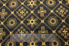画像3: 【日本製】2色セット黒生地に華やかな刺繍レース　ブラックブルーブラックイエロー　約計2ｍ (3)
