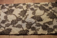 画像1: 【日本製】ボタニカル刺繍レース　ラメ刺繍糸　ブラウン　45cm×50ｃｍ (1)