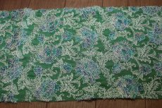 画像3: 【日本製】ラメの刺繍糸が美しい花柄刺繍レース　20cm×90ｃｍ　グリーン (3)