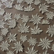 画像1: 【日本製】光沢のある小花ケミカルモチーフの刺繍レース　オフホワイト　25cm×計90cm (1)