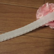 画像1: 【綺麗な日本製】6ｍ巻！幅1.9cmスカラ柄綿レース　オフホワイト業販向けレース (1)