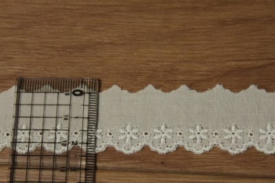画像1: 【安心の日本製】6ｍ巻！幅2.4cm小花綿レース　オフホワイト業販向けレース