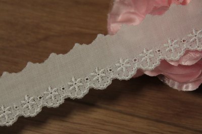 画像3: 【安心の日本製】6ｍ巻！幅2.4cm小花綿レース　オフホワイト業販向けレース