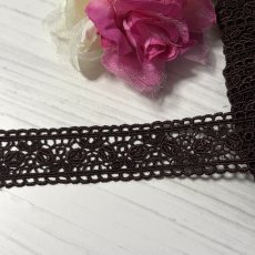 画像6: 【日本製】ケミカルレース　茶色　幅2.4cm両山薔薇の蕾柄　１ｍ (6)