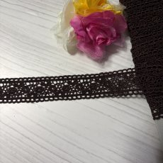 画像7: 【日本製】ケミカルレース　茶色　幅2.4cm両山薔薇の蕾柄　１ｍ (7)