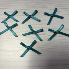 画像1: 7個セット！幅4cmリボンモチーフ　エメラルドグリーン　ハンドメイドに (1)