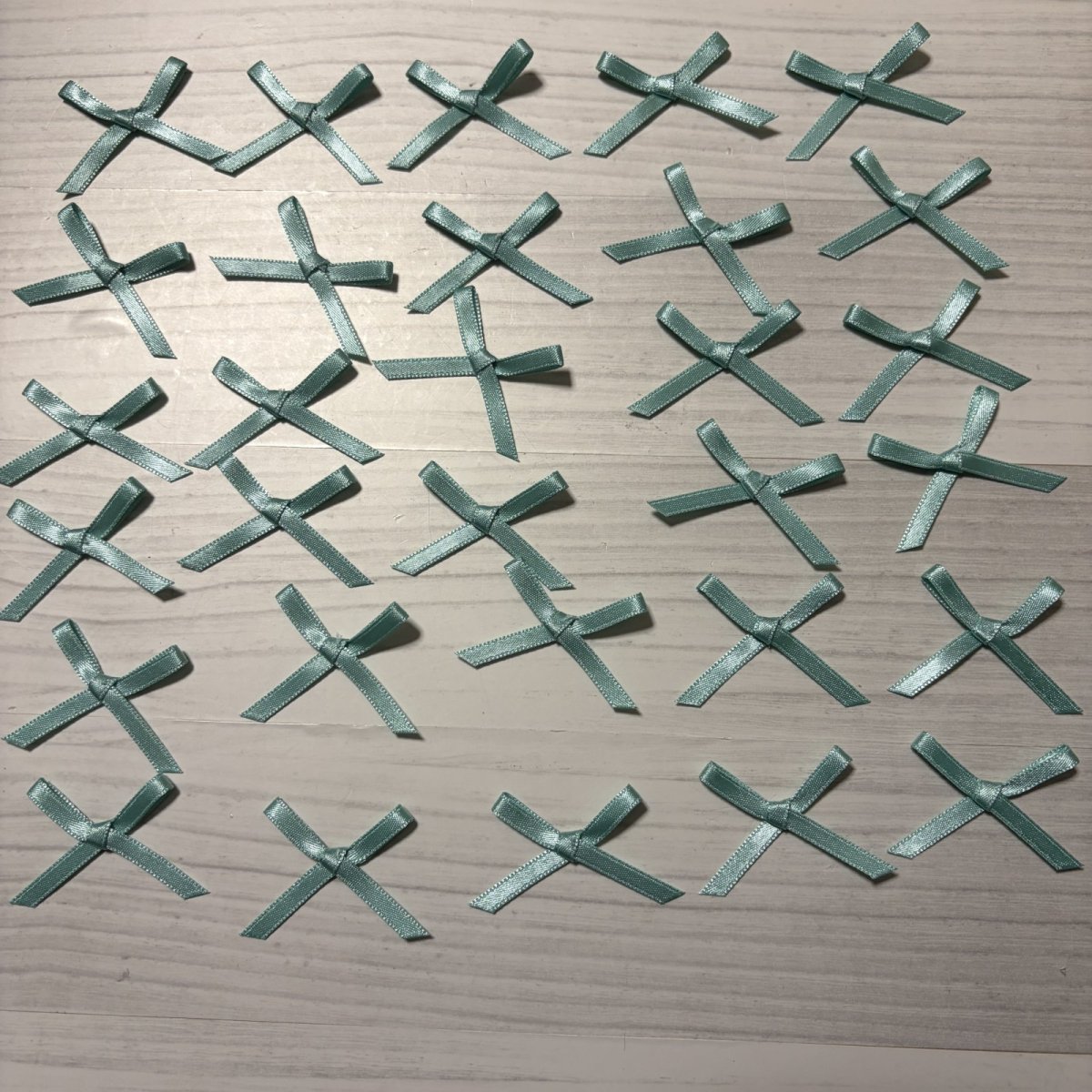 画像1: 15個セット！幅4cmリボンモチーフ　ミントグリーン　ハンドメイドに (1)