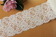 画像2: 【激安1m55円】40ｍ!幅8.5cm薔薇柄リバーストレッチレース　オフホワイト (2)