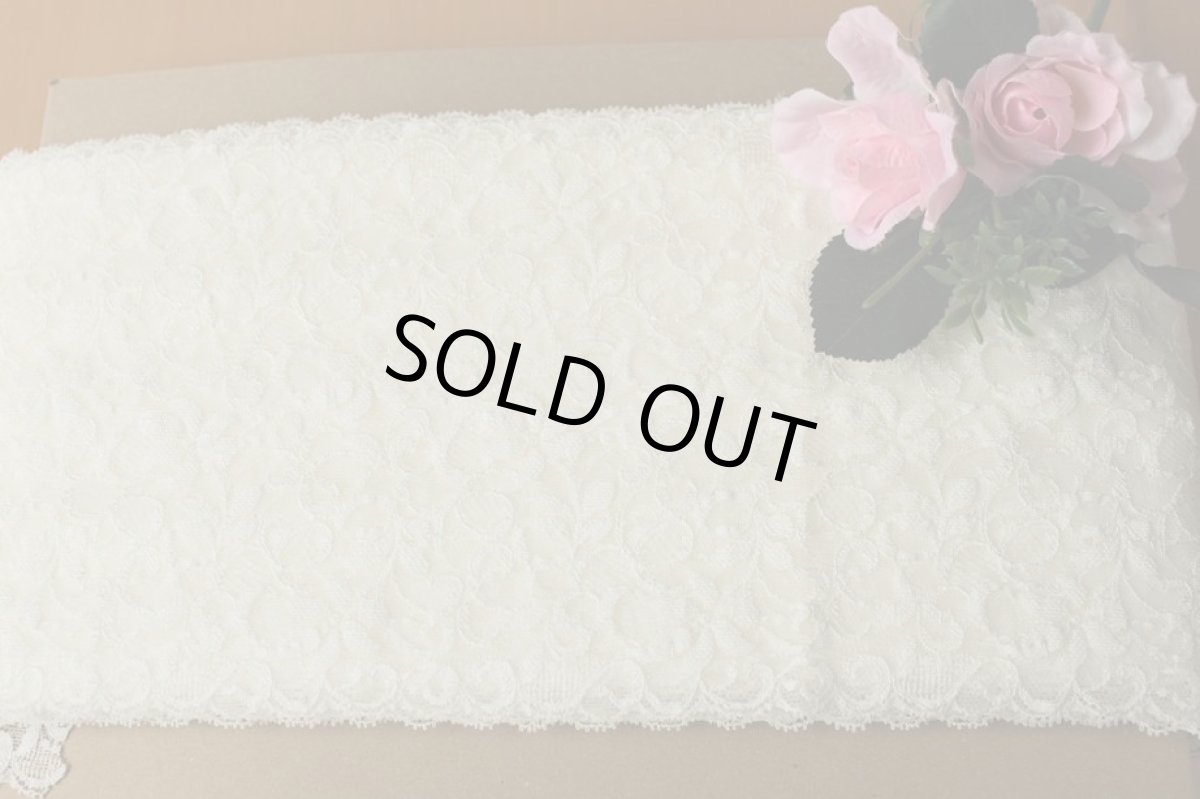 画像2: 3ｍ！幅16cm花柄ラッセルストレッチレース　オフホワイト (2)