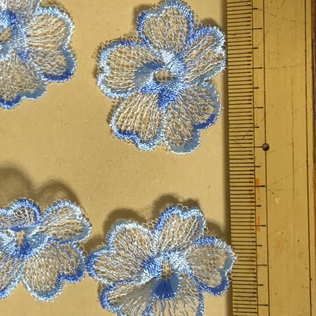 10枚組 幅4cm花柄チュールレースモチーフ ブルー レースのお店 ななか 10枚組 幅4cm花柄チュールレースモチーフ ブルー レースのお店 ななか