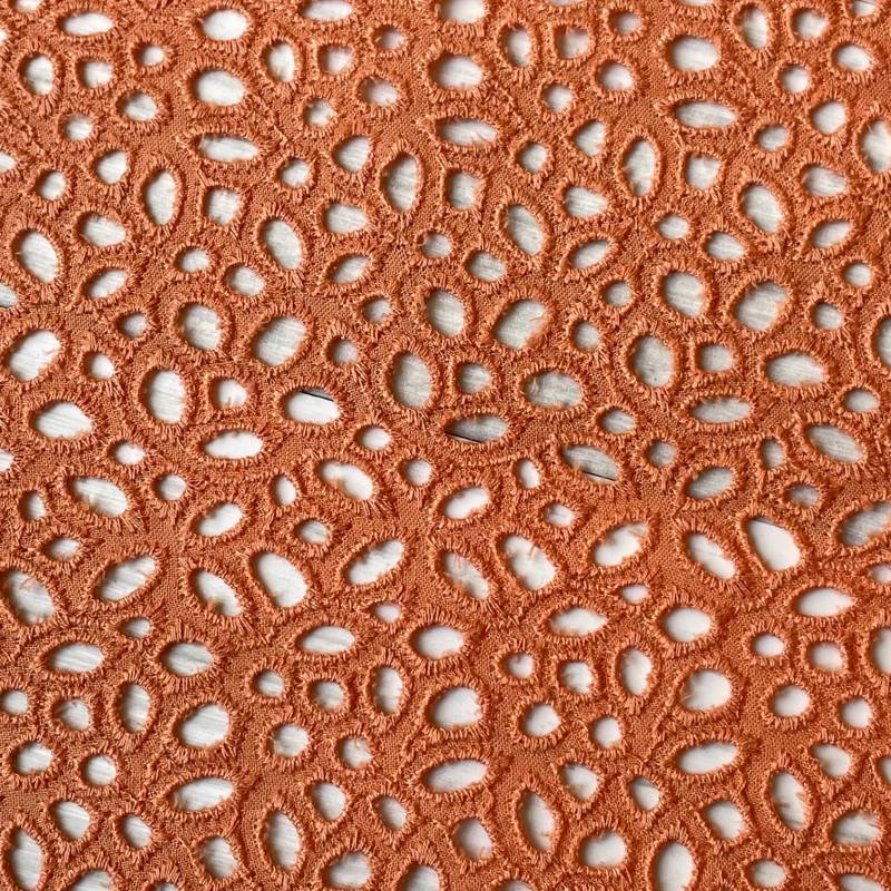 幅９５ｃｍ×１００ｃｍ！レース生地　くすみオレンジ　高品質な日本製