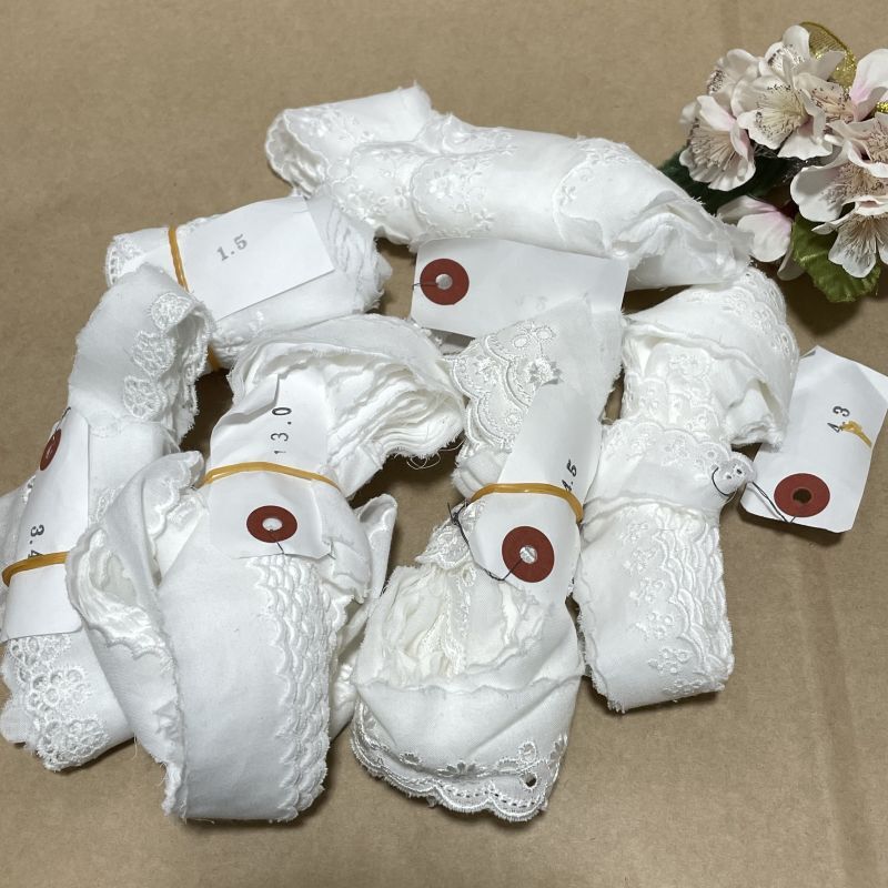 【送料無料】計29.9m綿レースオフ白６種類点高品質な日本製